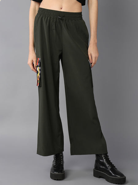 Olive Cargo Designer Pocket Trousers