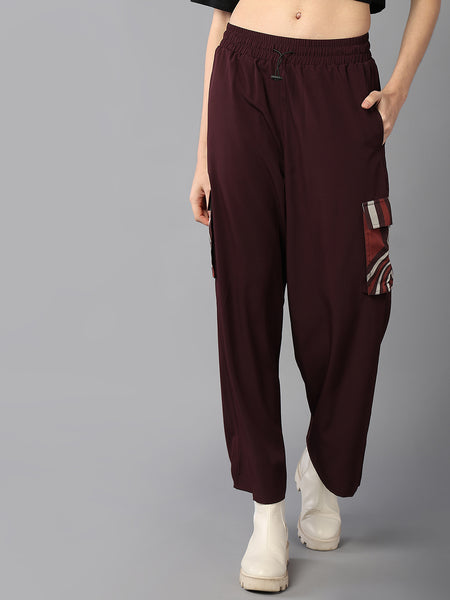 Mahroon Cargo Designer Pocket Trousers