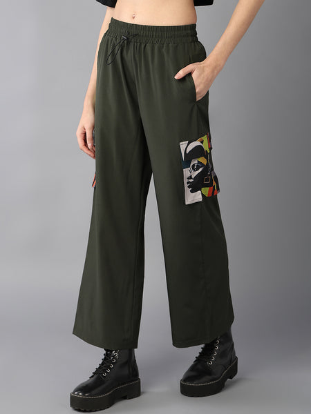 Olive Cargo Designer Pocket Trousers