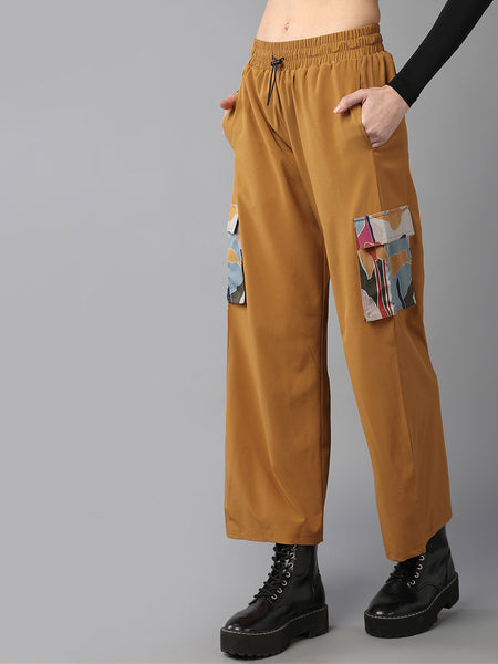 Mustard Cargo Designer Pocket Trousers