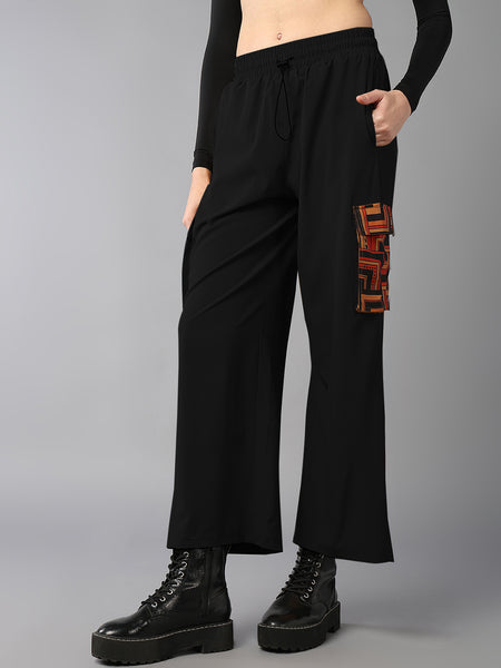 Black Cargo Designer Pocket Trousers