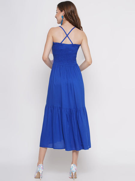 Rayon Blue Smoking Dress