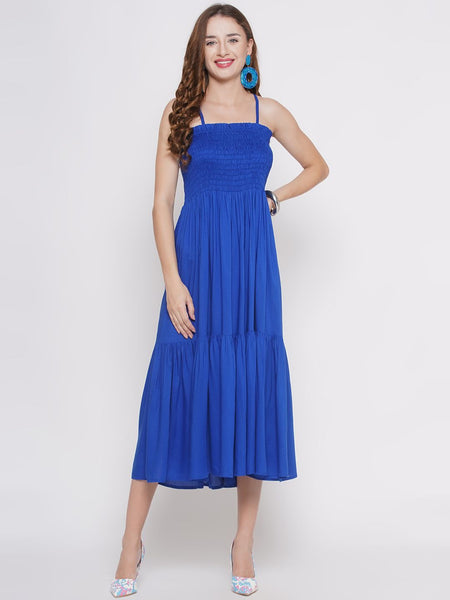 Rayon Blue Smoking Dress