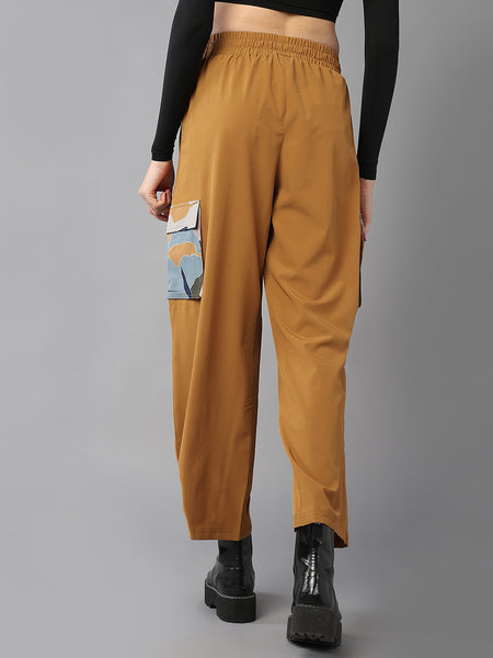 Mustard Cargo Designer Pocket Trousers