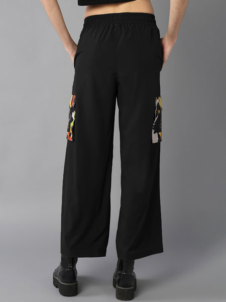Night Black Cargo Designer Pocket Trousers