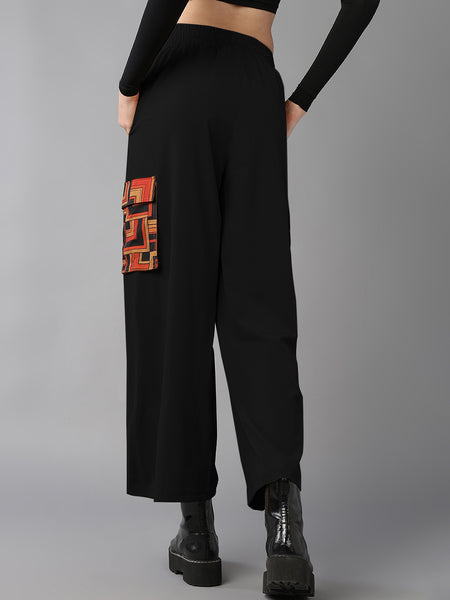 Black Cargo Designer Pocket Trousers
