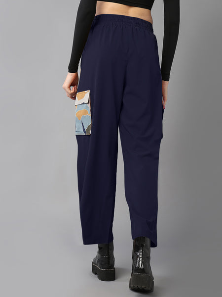 Navy Blue Cargo Style Pocket Trousers
