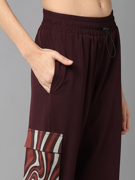 Mahroon Cargo Designer Pocket Trousers