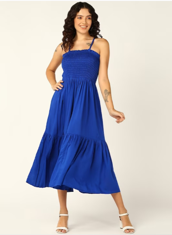 Shoulder Straps Opaque Fit And Flare Dress
