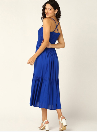 Shoulder Straps Opaque Fit And Flare Dress